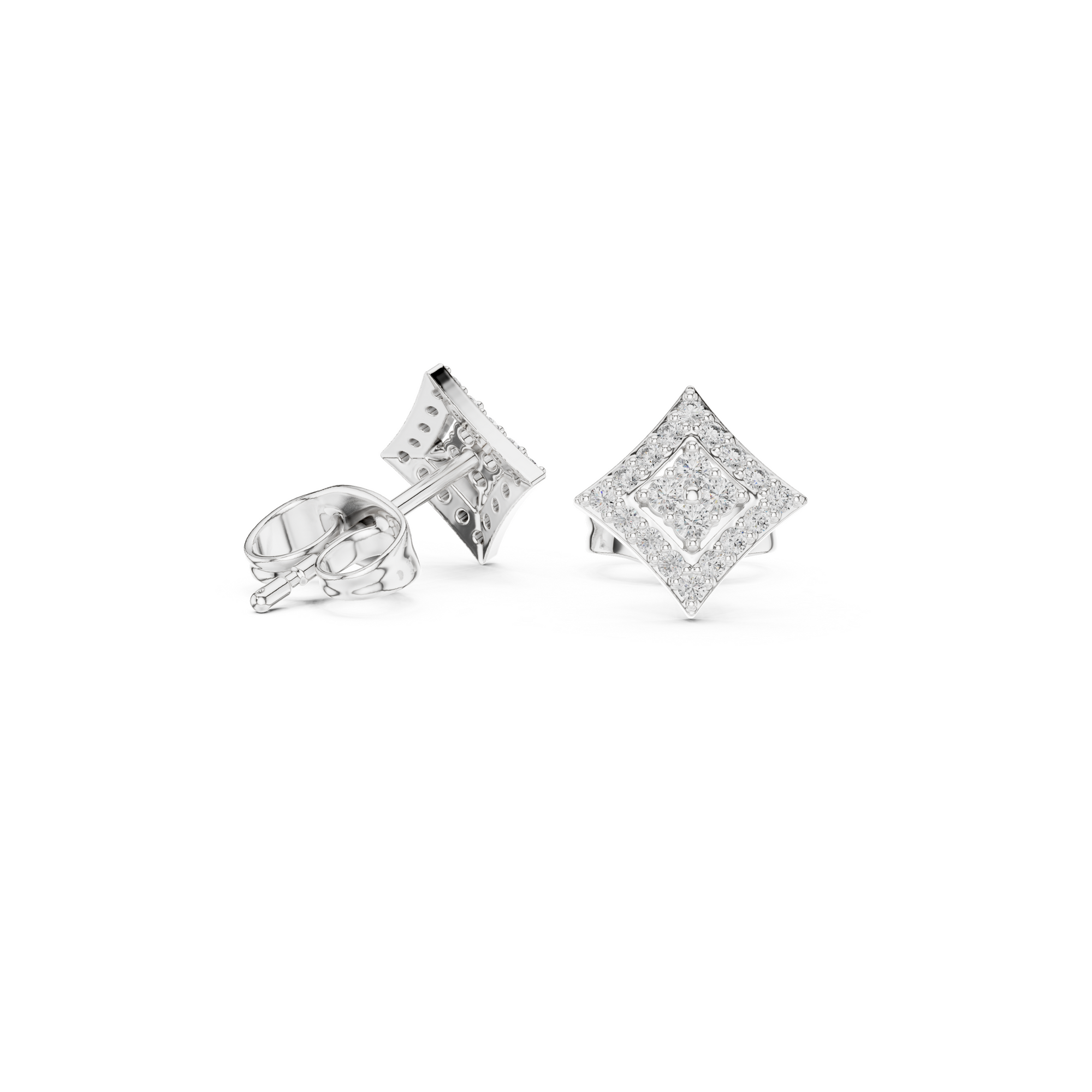 Kite-Shaped Diamond Stud Earring