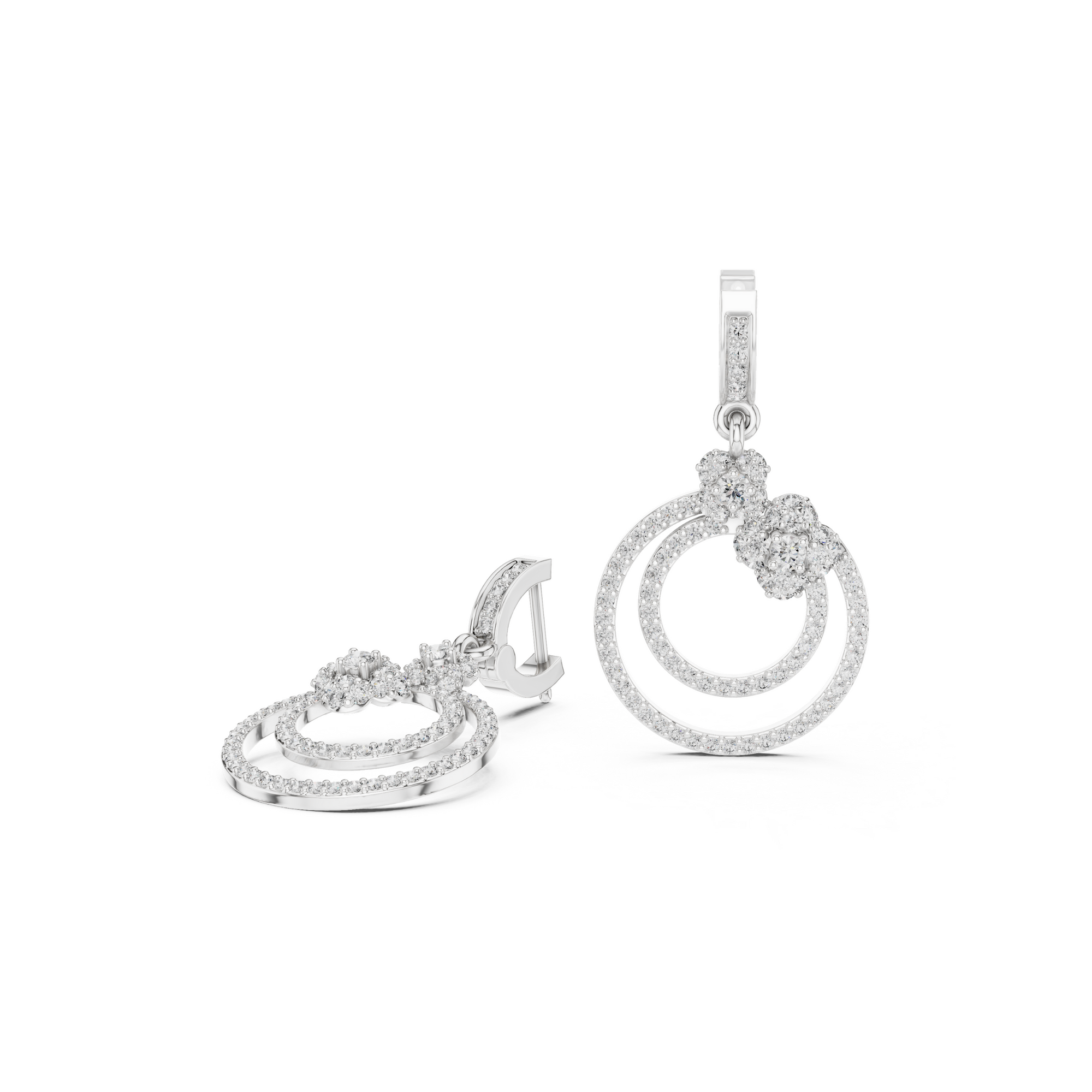 Floral Hoop Lab Grown Diamond Drop Earring