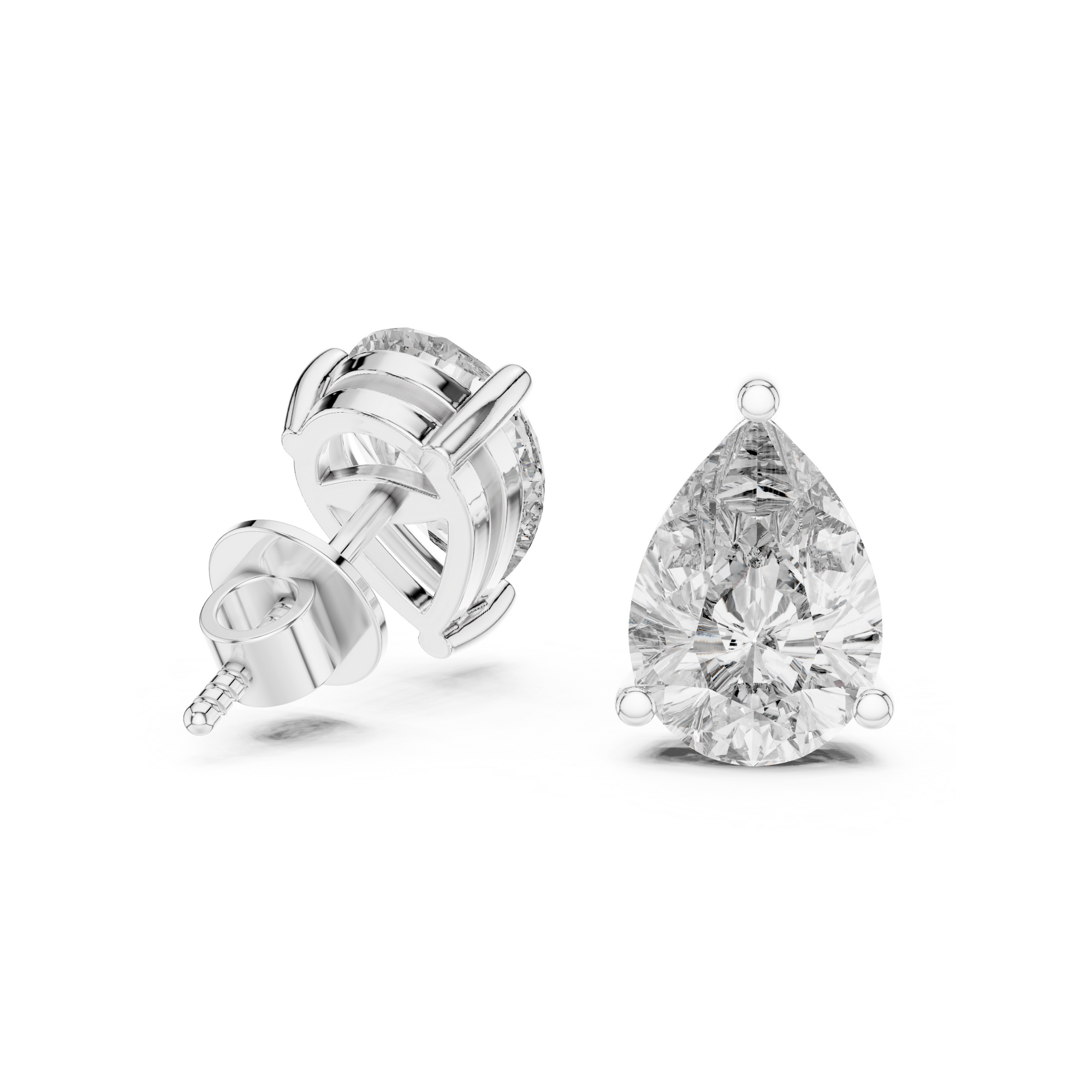 Pear Solitaire Lab Grown Diamond Stud