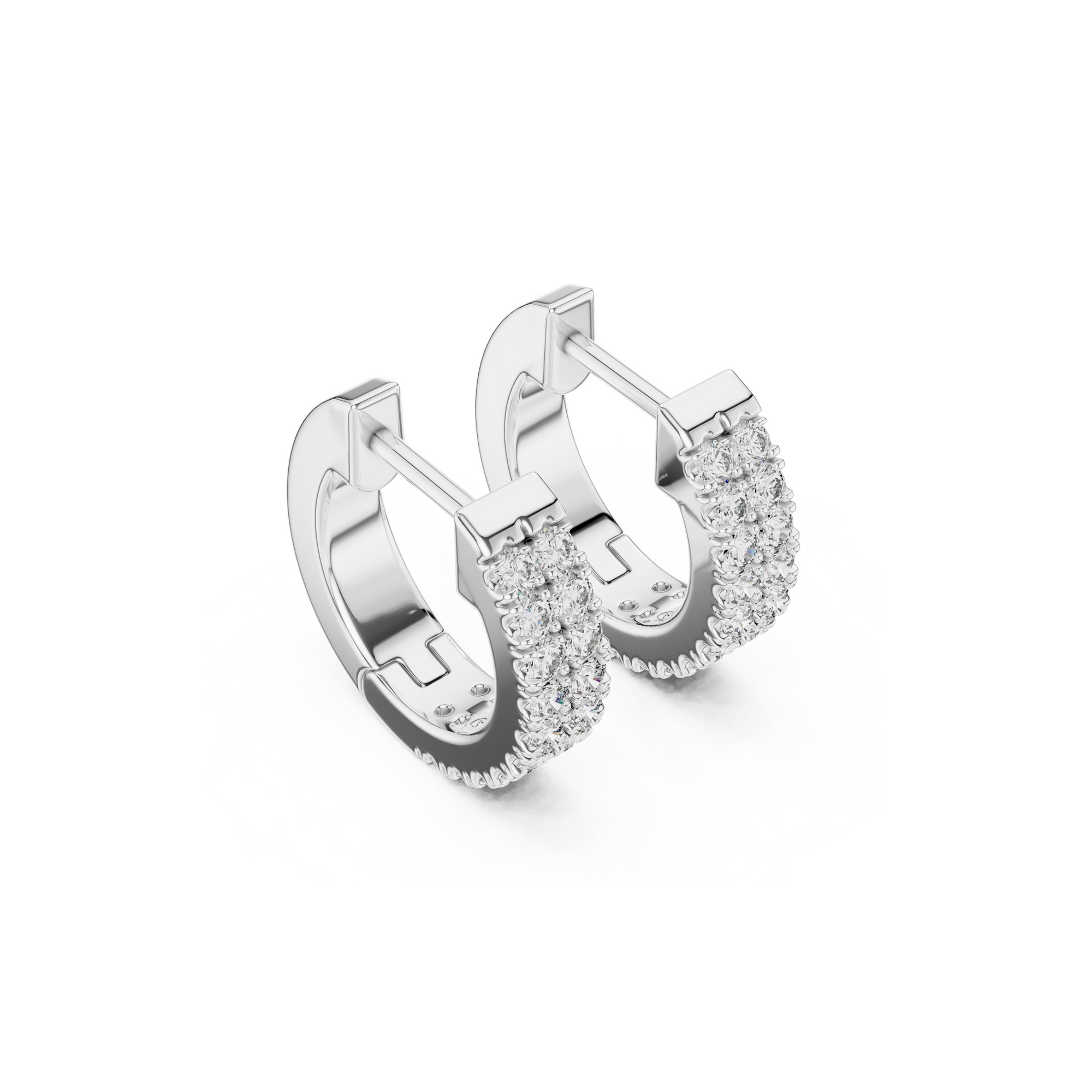 Double Row Diamond Hoop Earrings