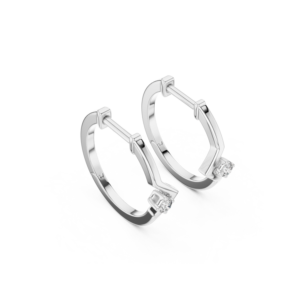 Chevron Lab Grown Diamond Hoop Earrings