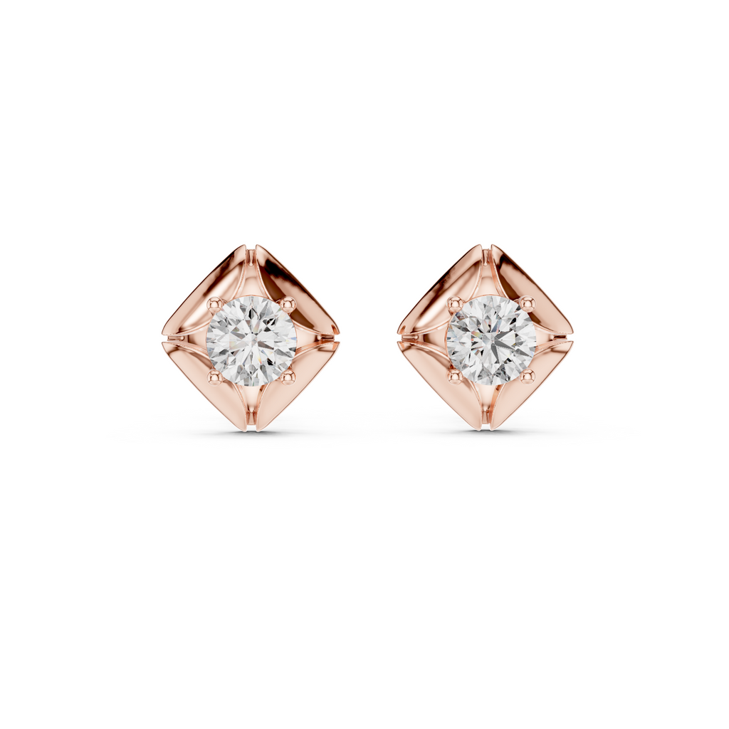 Square Solitaire Lab Grown Diamond Studs