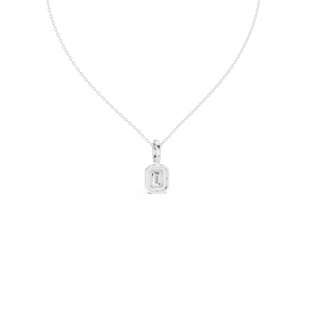 Emerald Cut Diamond Halo Pendant