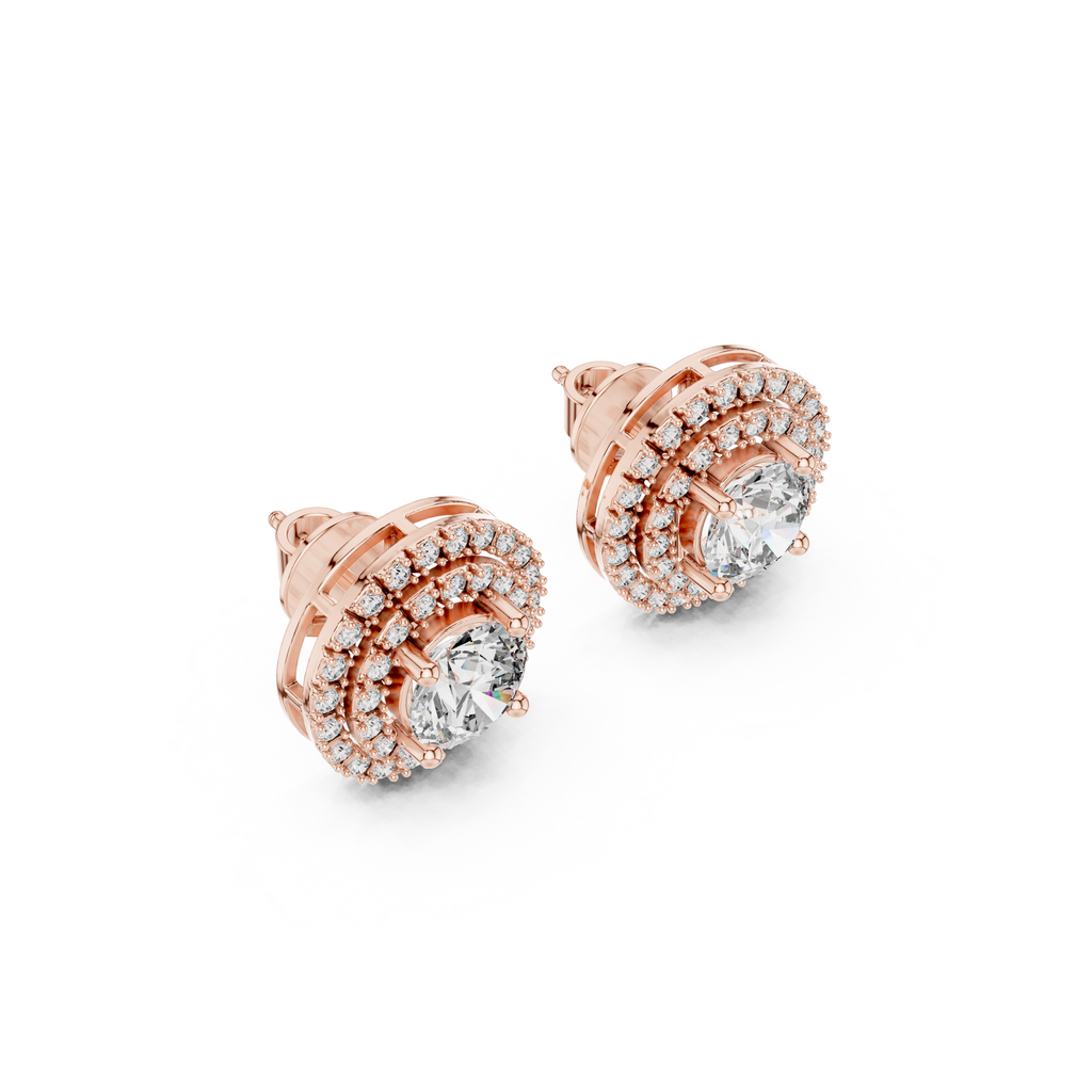 Double Halo Round Lab Grown Diamond Stud
