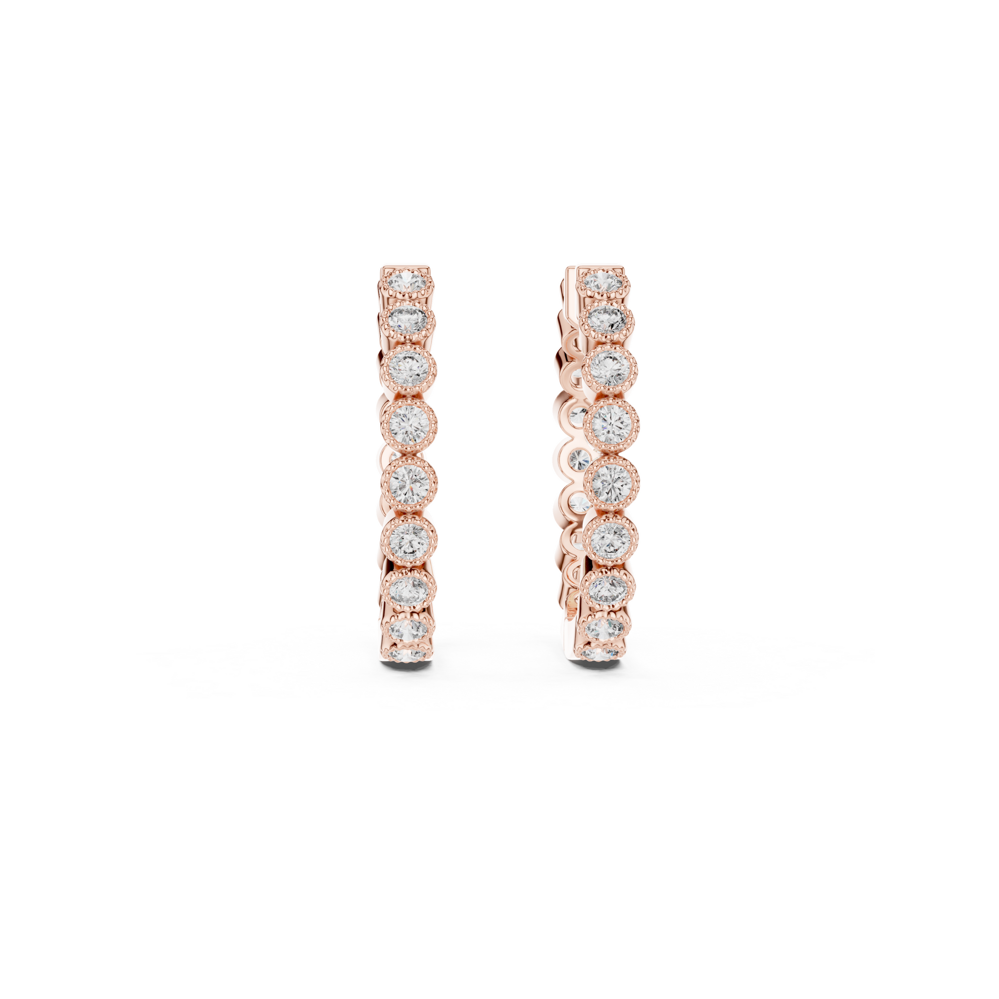 Modern Bezel-Set Diamond Hoop Earrings