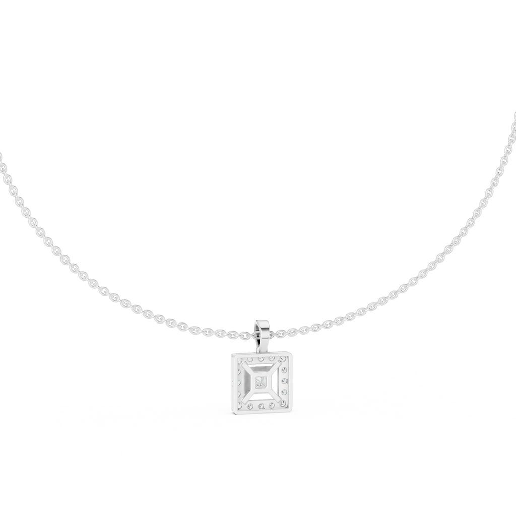 Square Lab Grown Diamond Halo Pendant
