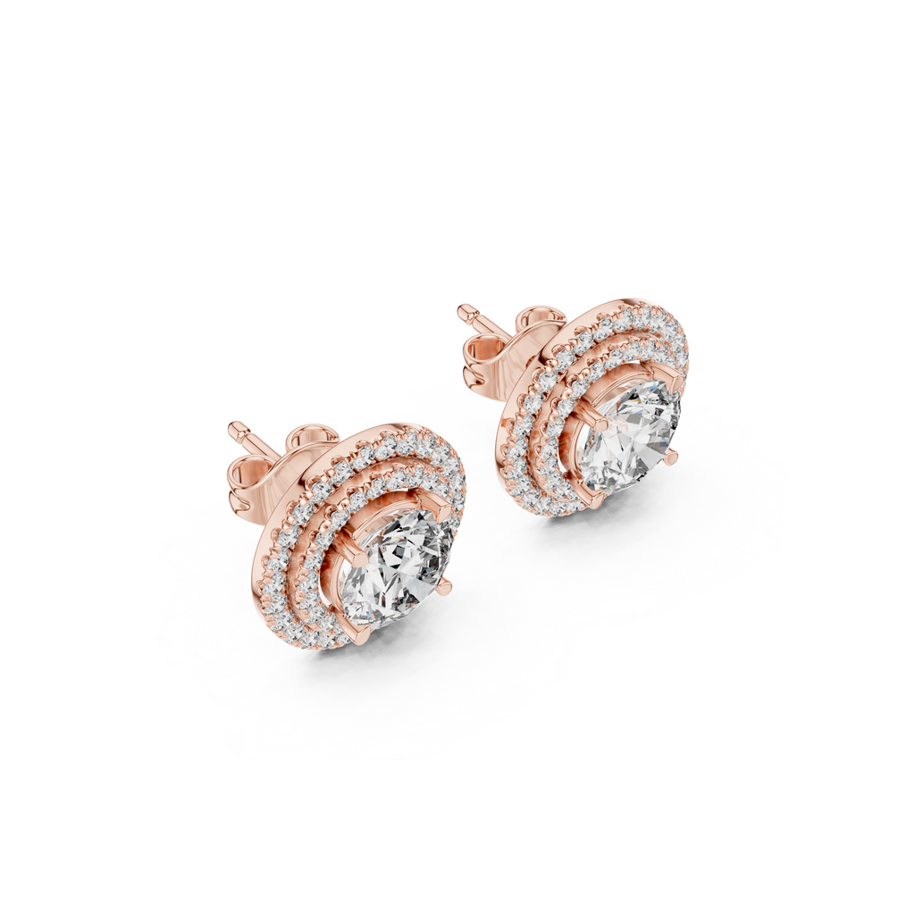 Double Halo Lab Grown Diamond Stud Earrings
