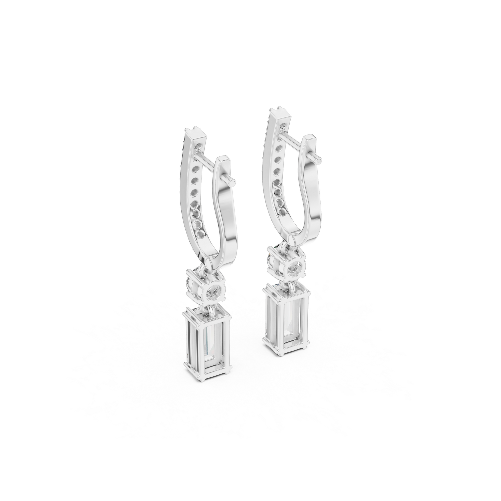 Baguette Cut Diamond Drop Earring