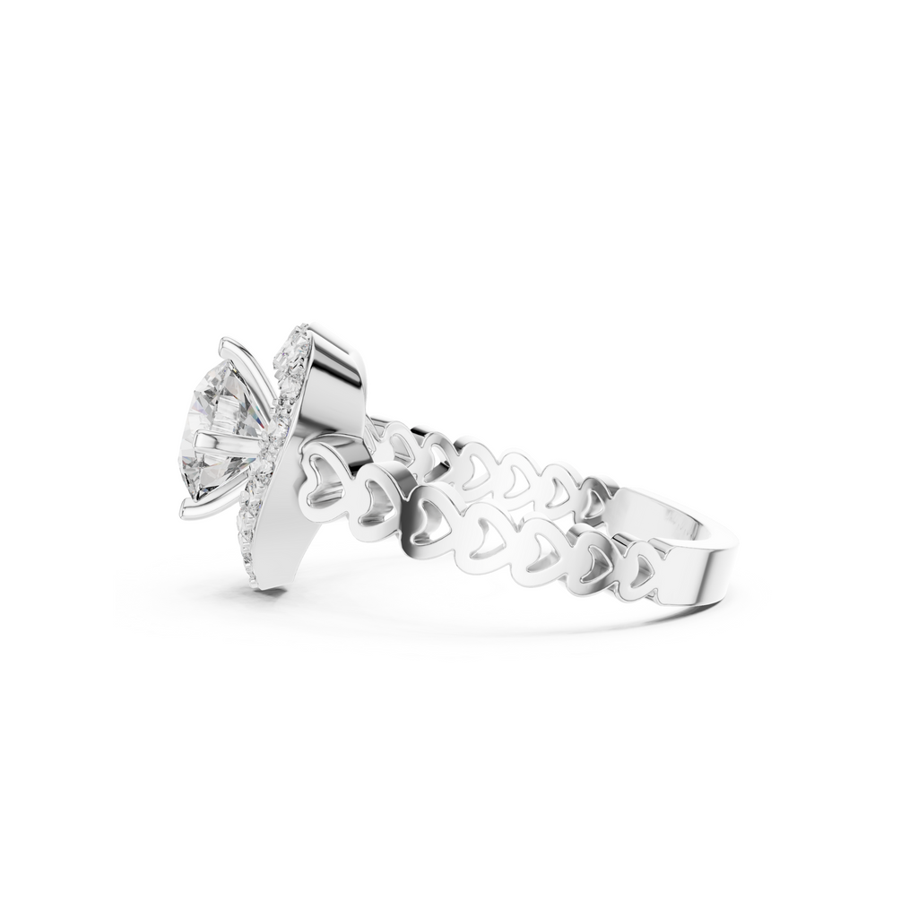 Heart-Shaped Halo Diamond Ring