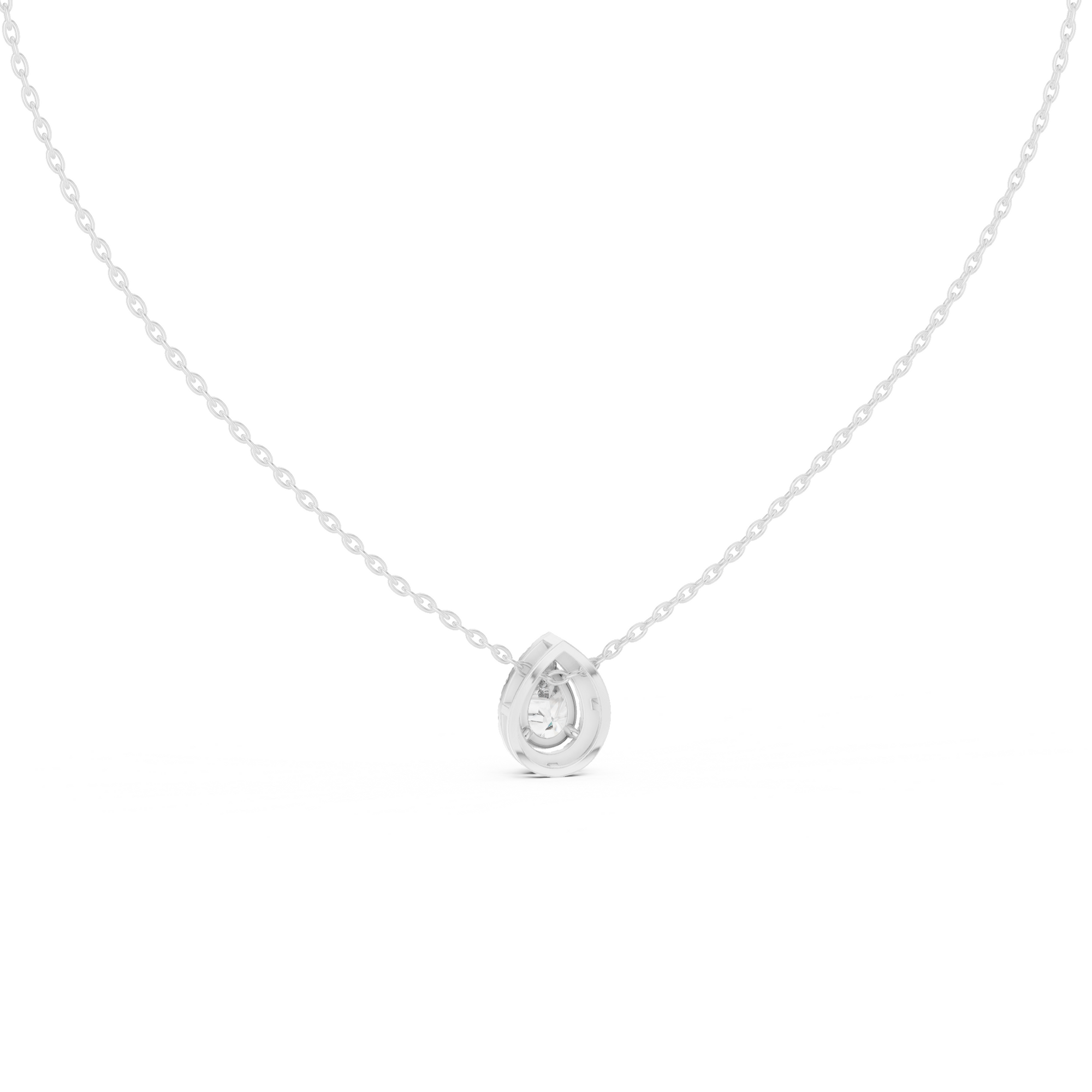 Pear Shape Halo Lab Grown Diamond Pendant