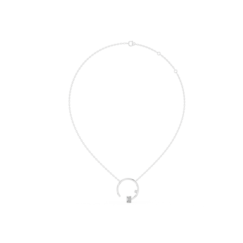 Emerald Open Circle Lab Grown Diamond Pendant