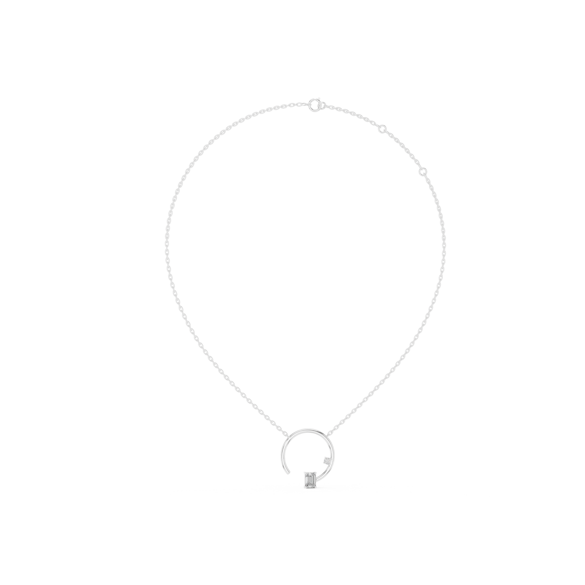 Emerald Open Circle Lab Grown Diamond Pendant