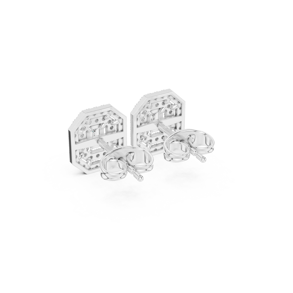 Vintage Emerald-Cut Diamond Stud Earrings