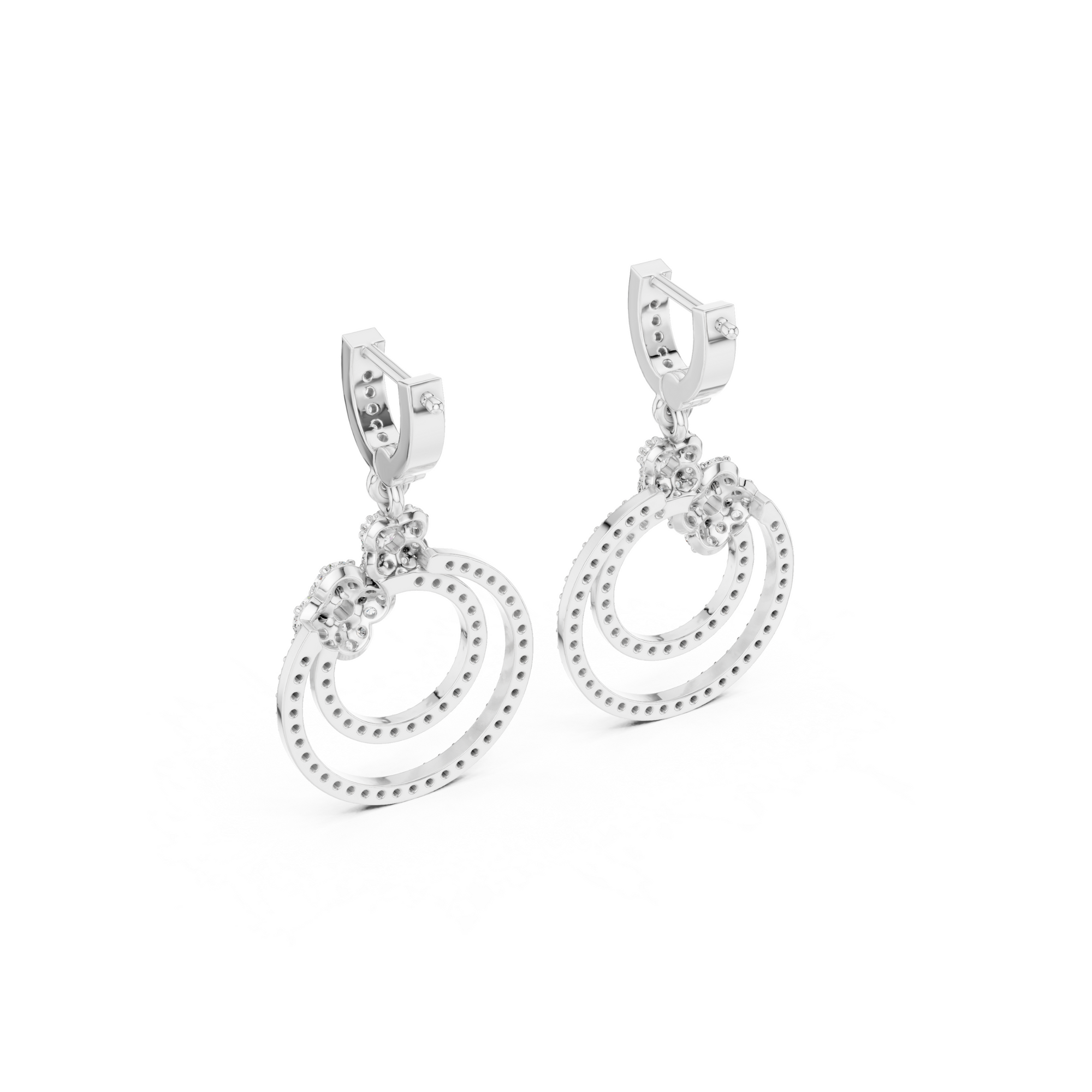Floral Hoop Lab Grown Diamond Drop Earring