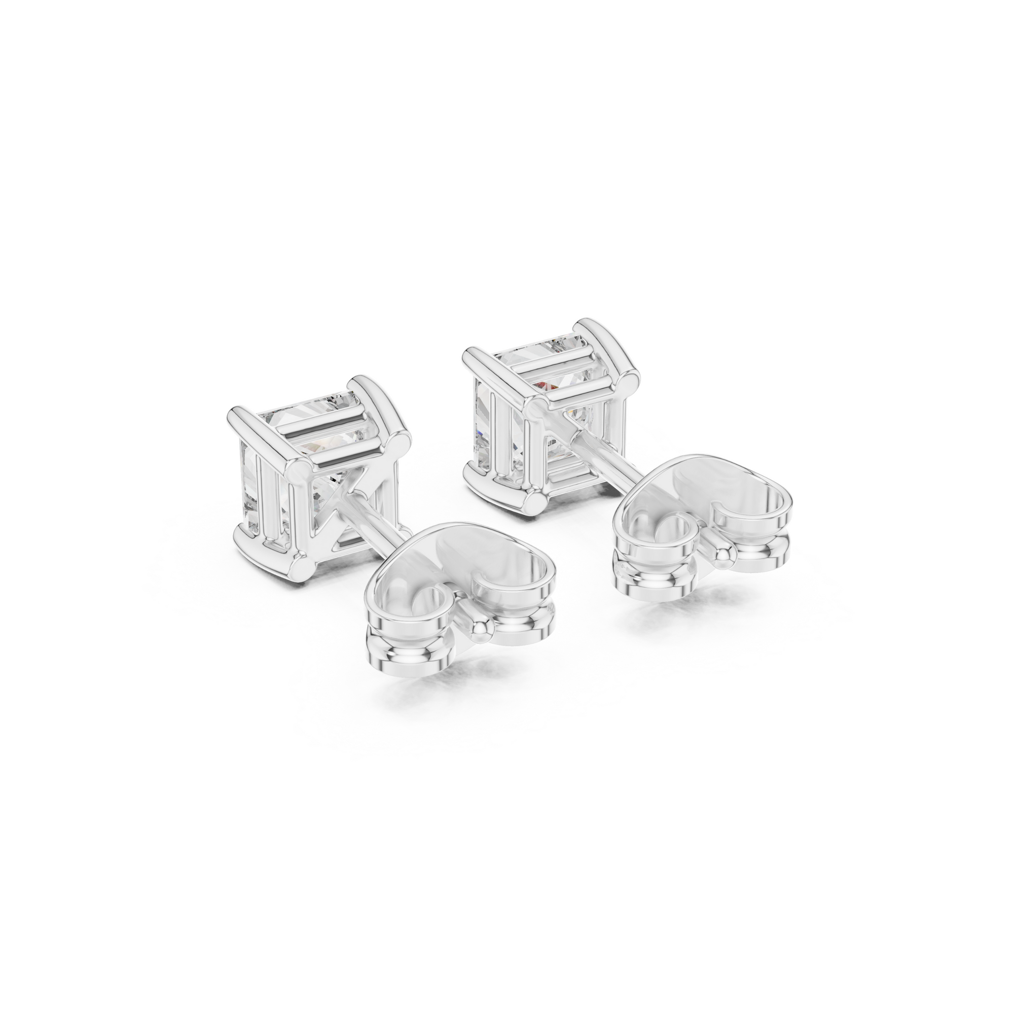Classic Princess-Cut Diamond Solitaire Stud Earrings