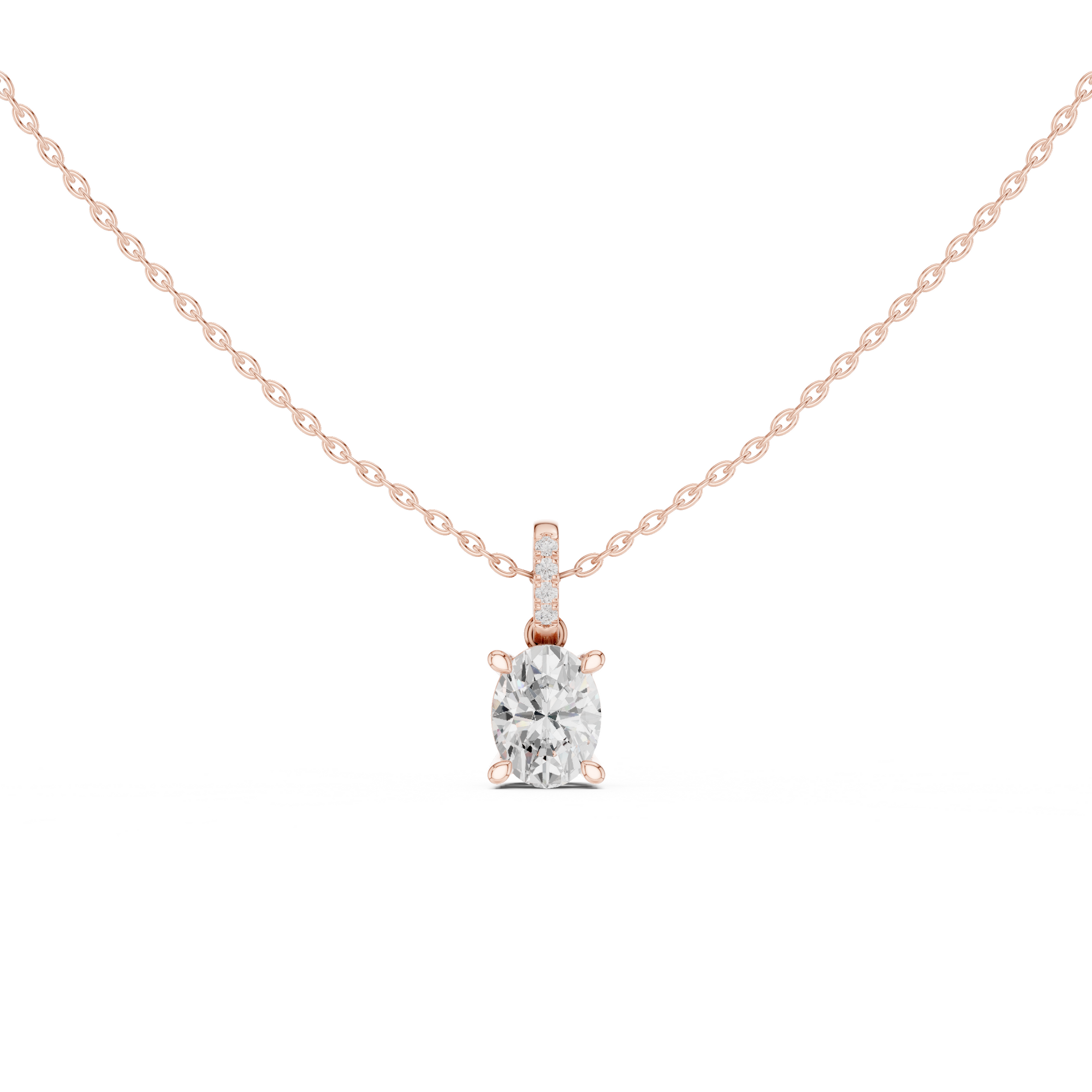 Oval Cut Solitaire Diamond Pendant