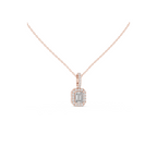 Emerald Cut Diamond Halo Pendant