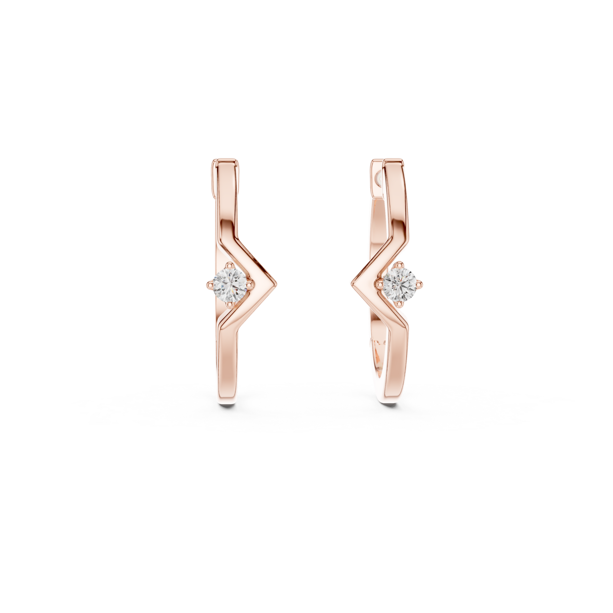 Chevron Lab Grown Diamond Hoop Earrings