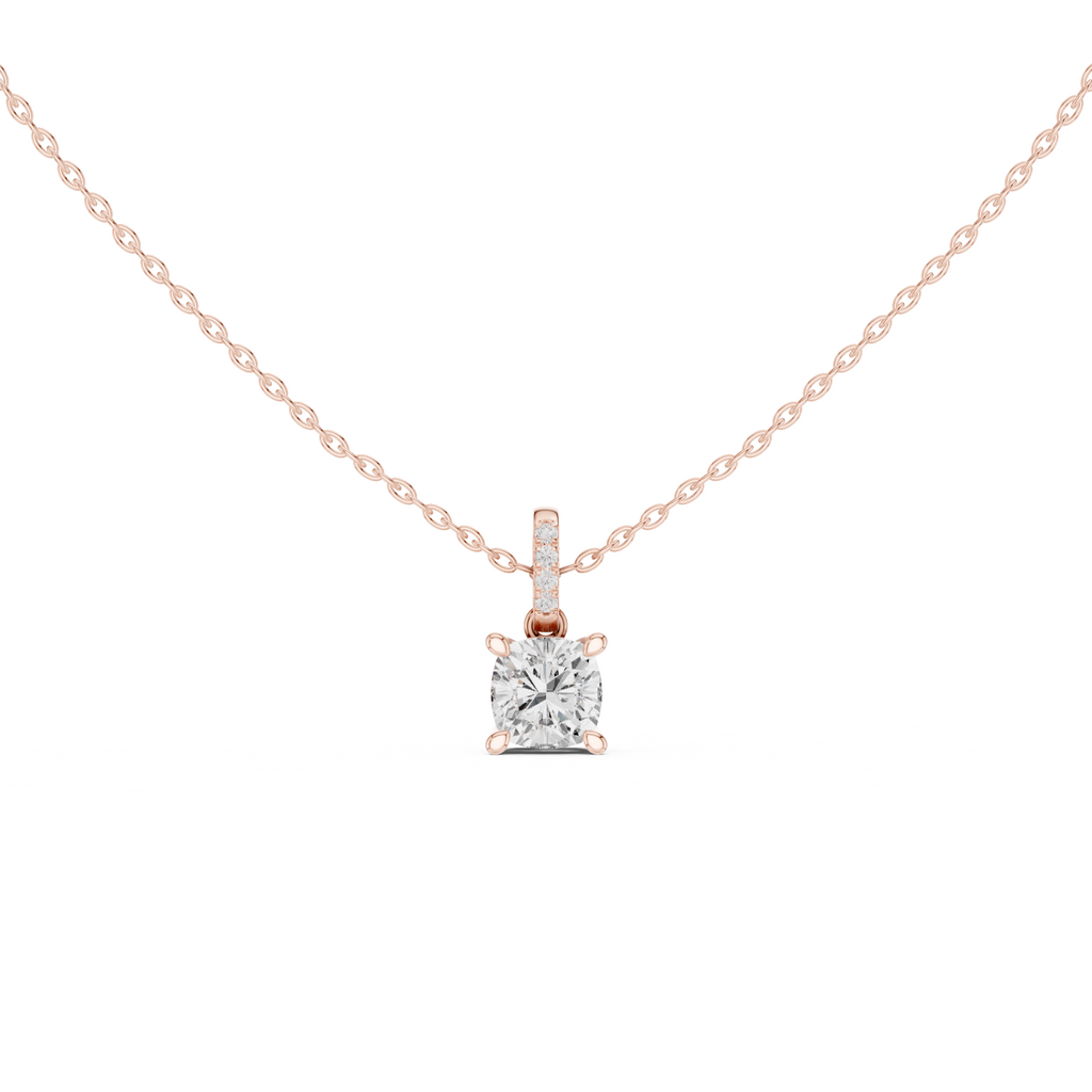 Cushion Cut Solitaire Diamond Pendant