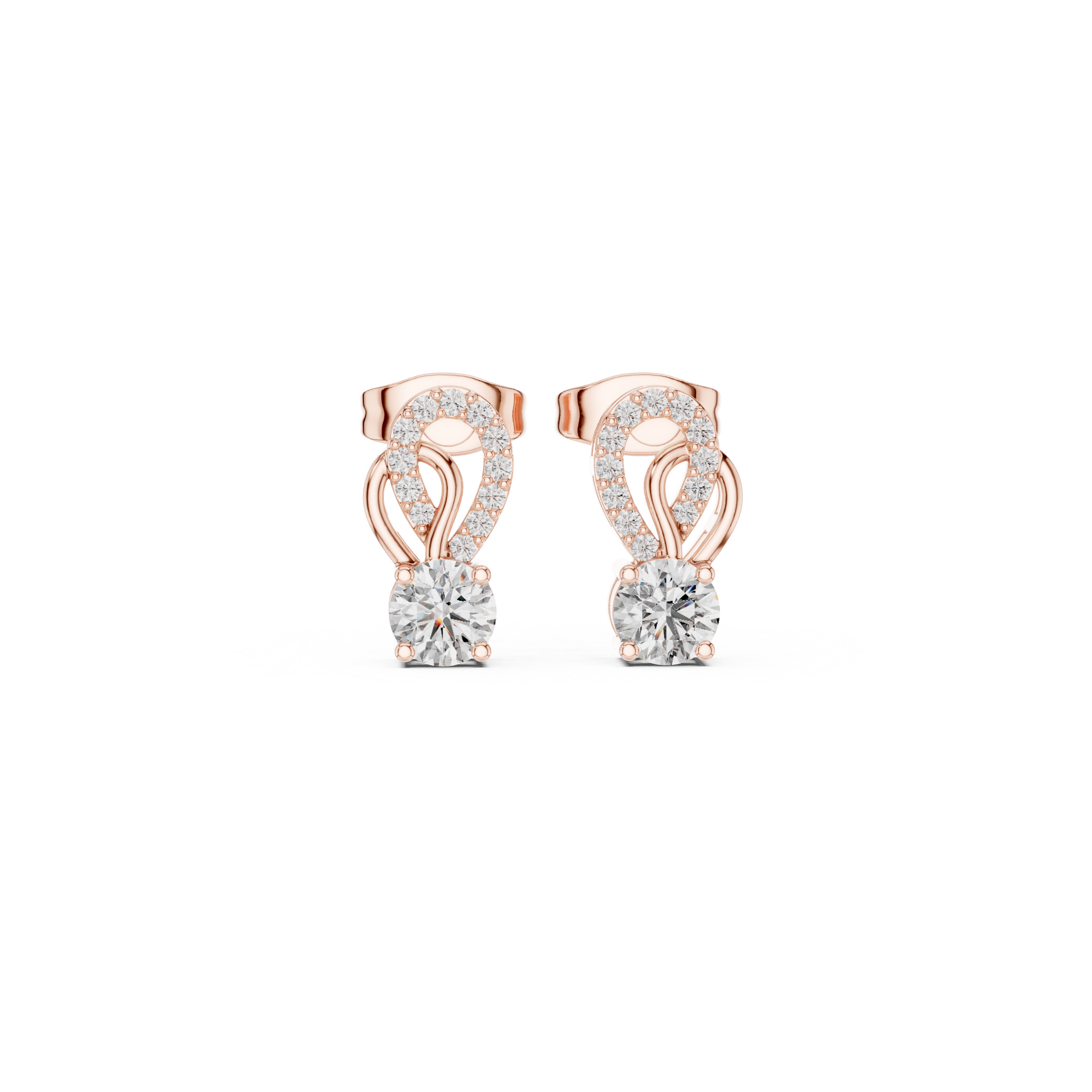 Artistic Loop Round Diamond Stud Earring