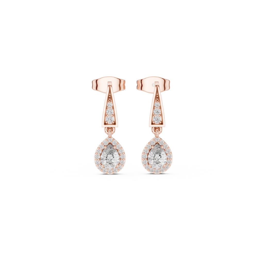 Pear-Shaped Diamond Halo Drop Earring