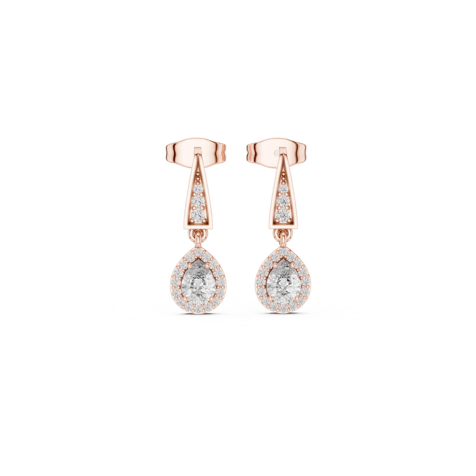 Pear-Shaped Diamond Halo Drop Earring