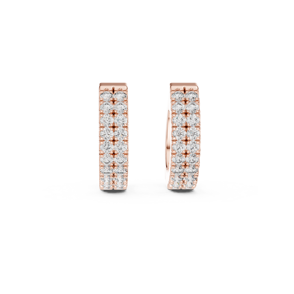 Double Row Diamond Hoop Earrings