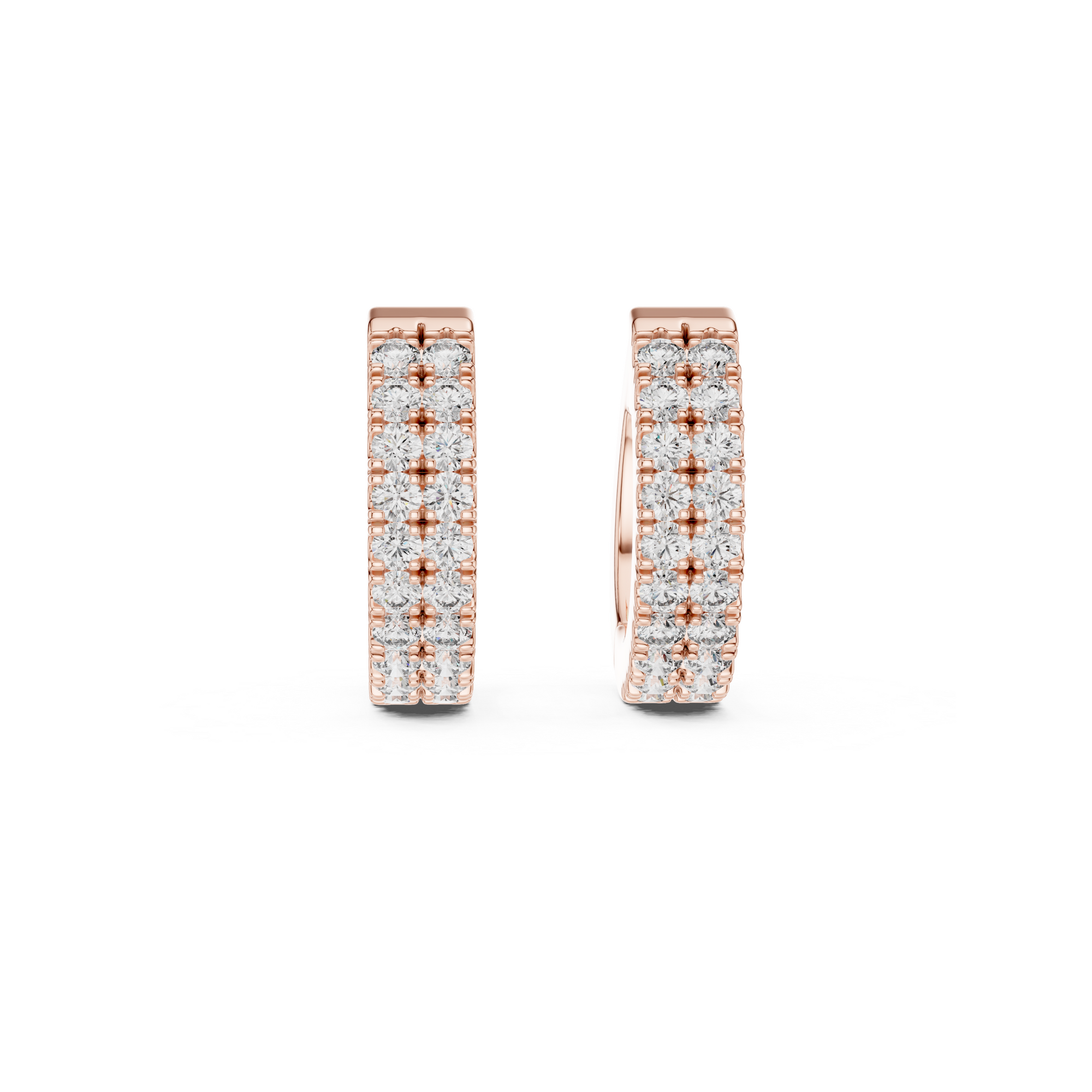 Double Row Diamond Hoop Earrings