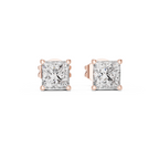 Classic Princess-Cut Diamond Solitaire Stud Earrings