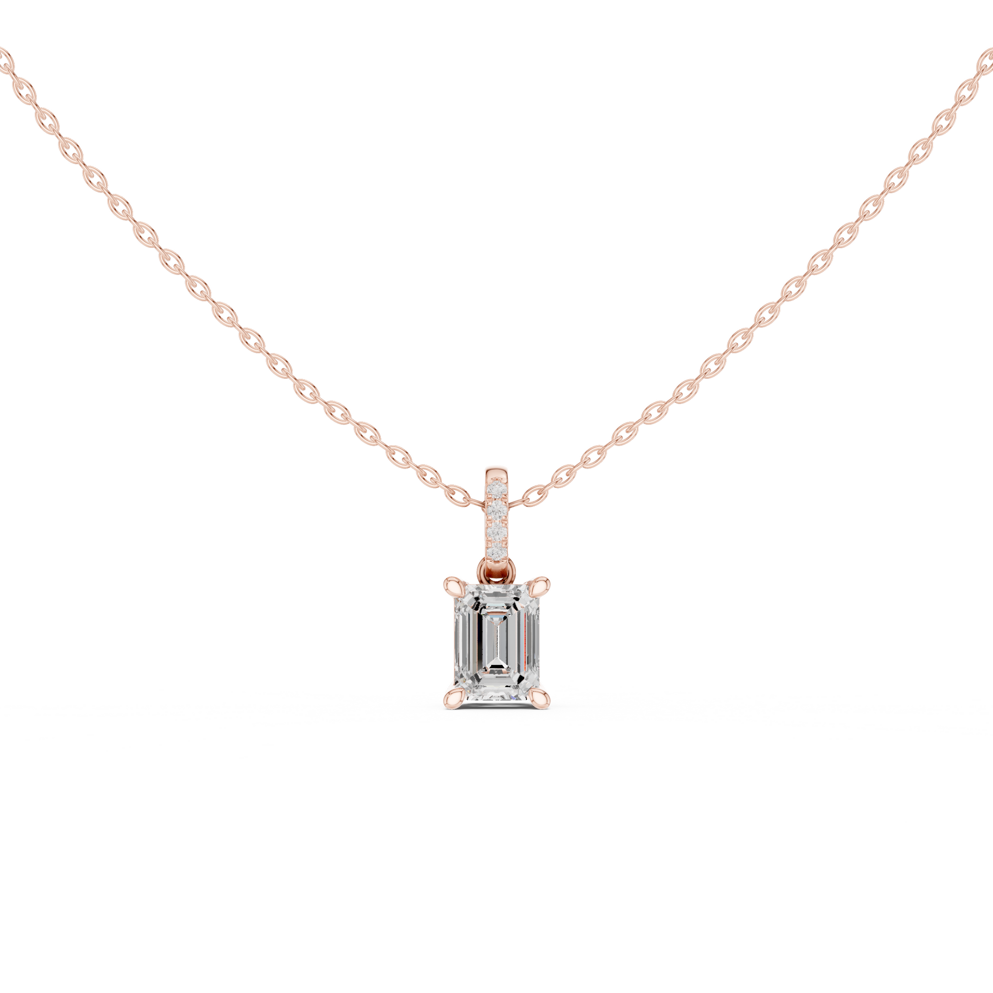 Emerald Cut Solitaire Diamond Pendant