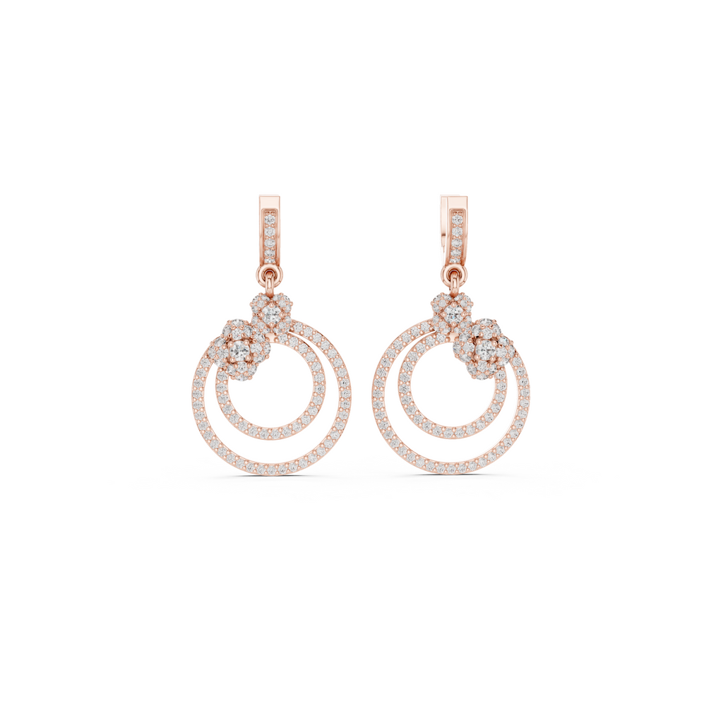 Floral Hoop Lab Grown Diamond Drop Earring