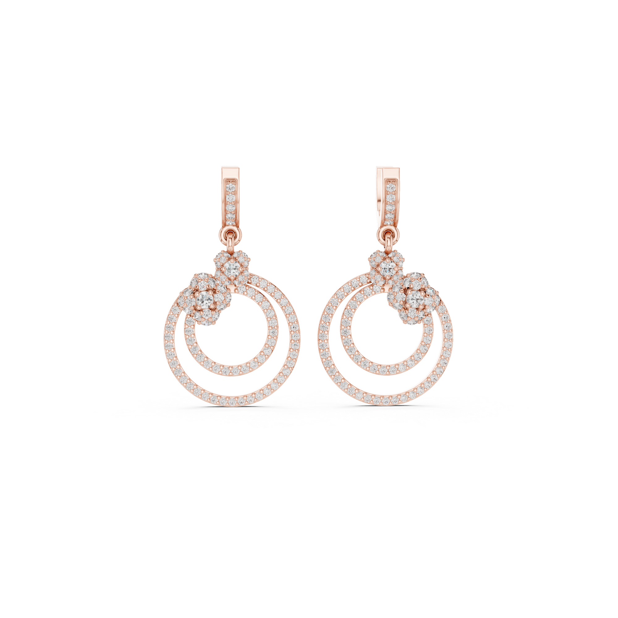 Floral Hoop Lab Grown Diamond Drop Earring