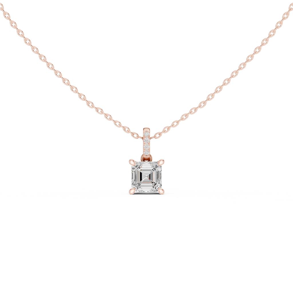 Asscher Cut Solitaire Diamond Pendant