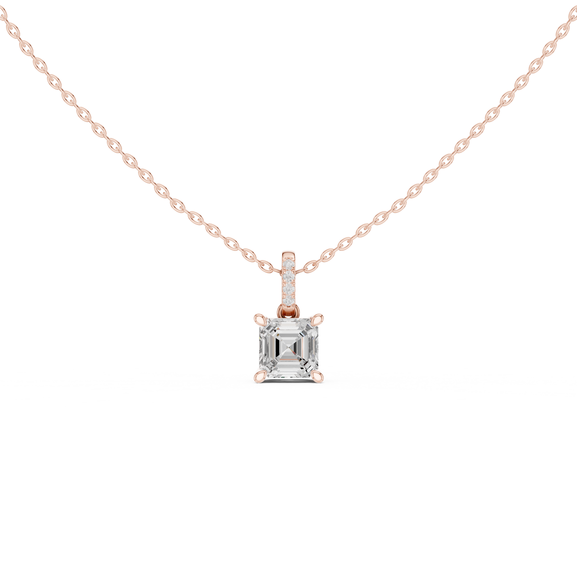 Asscher Cut Solitaire Diamond Pendant