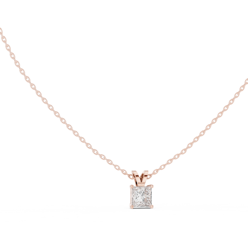 Slick Princess Cut Solitaire Diamond Pendant