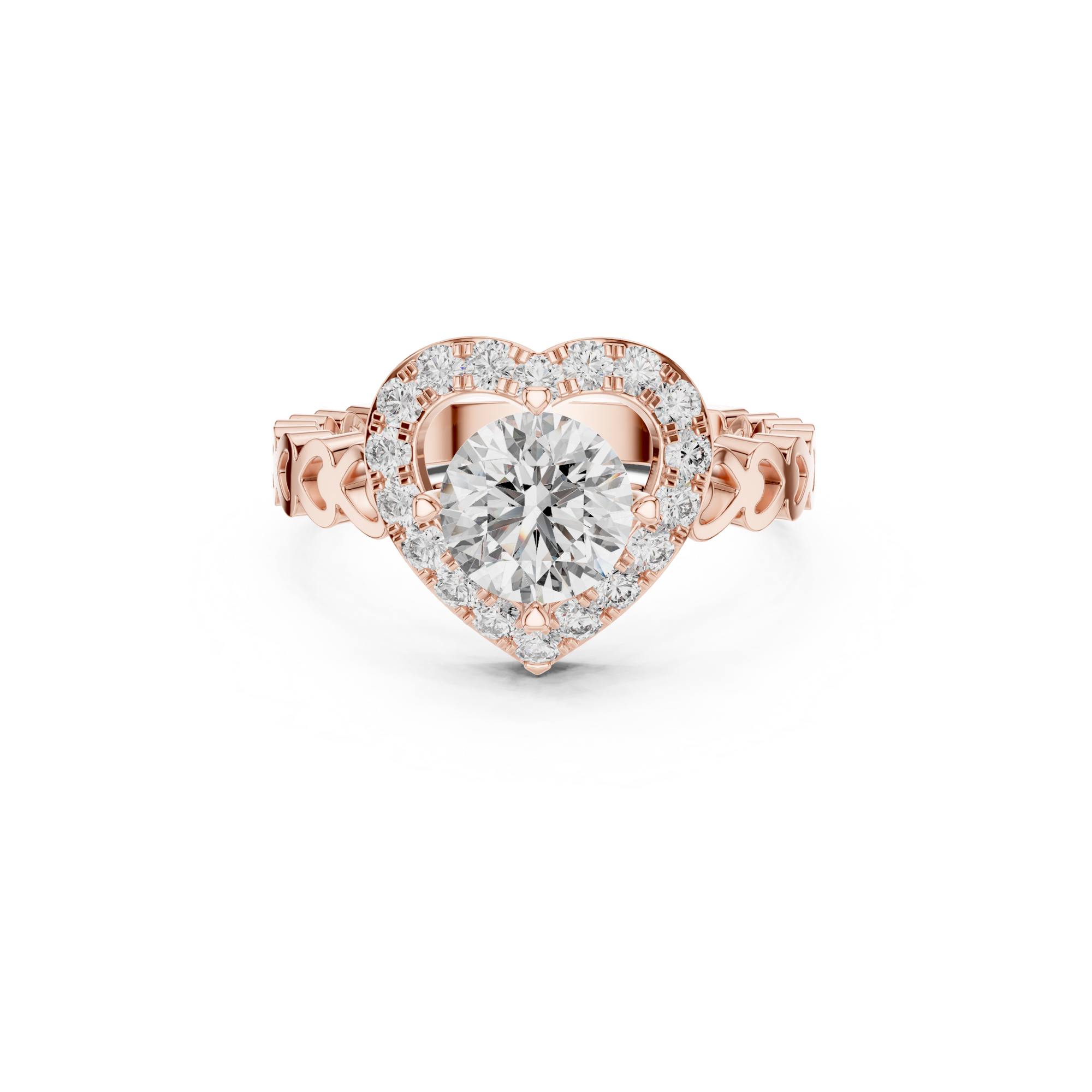 Heart-Shaped Halo Diamond Ring