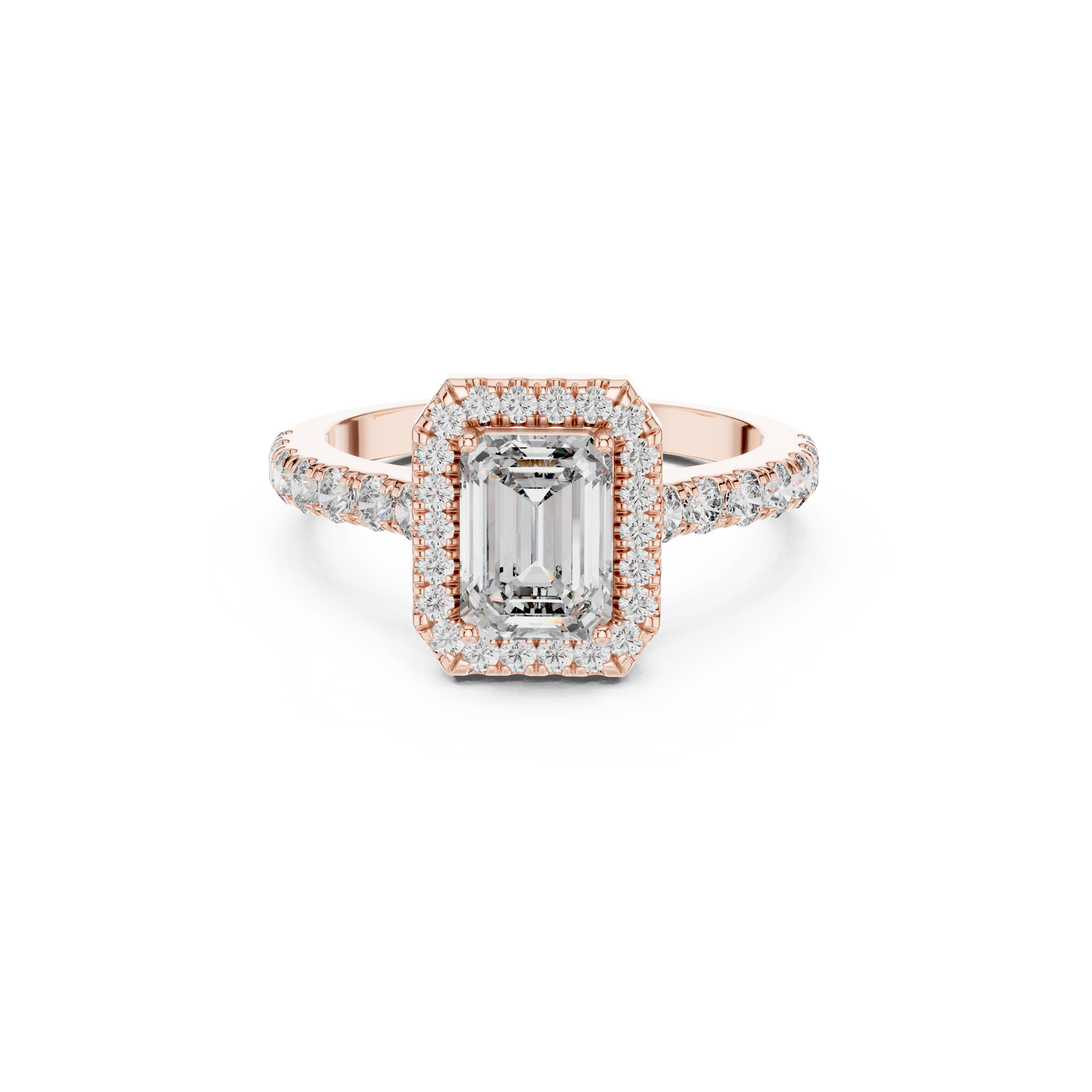 Emerald Cut Lab Grown Diamond Halo Ring