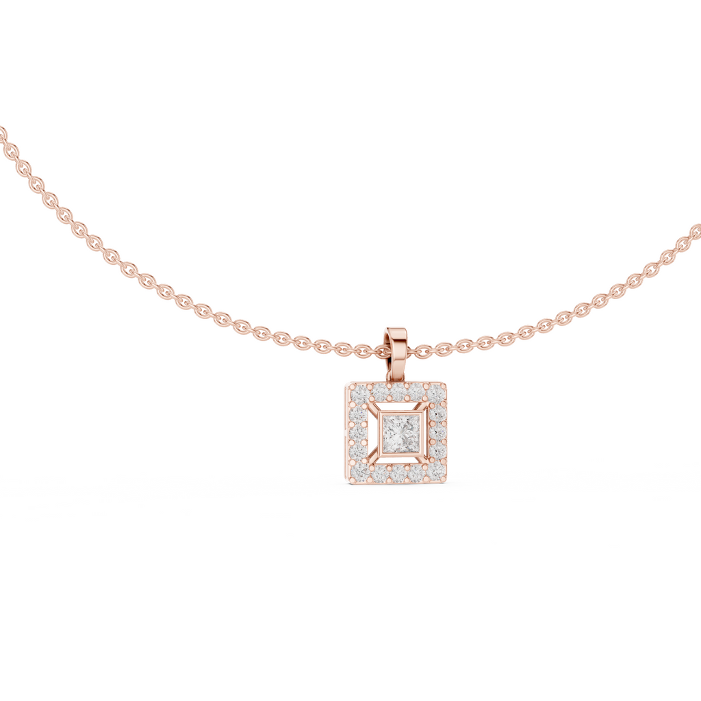 Square Lab Grown Diamond Halo Pendant
