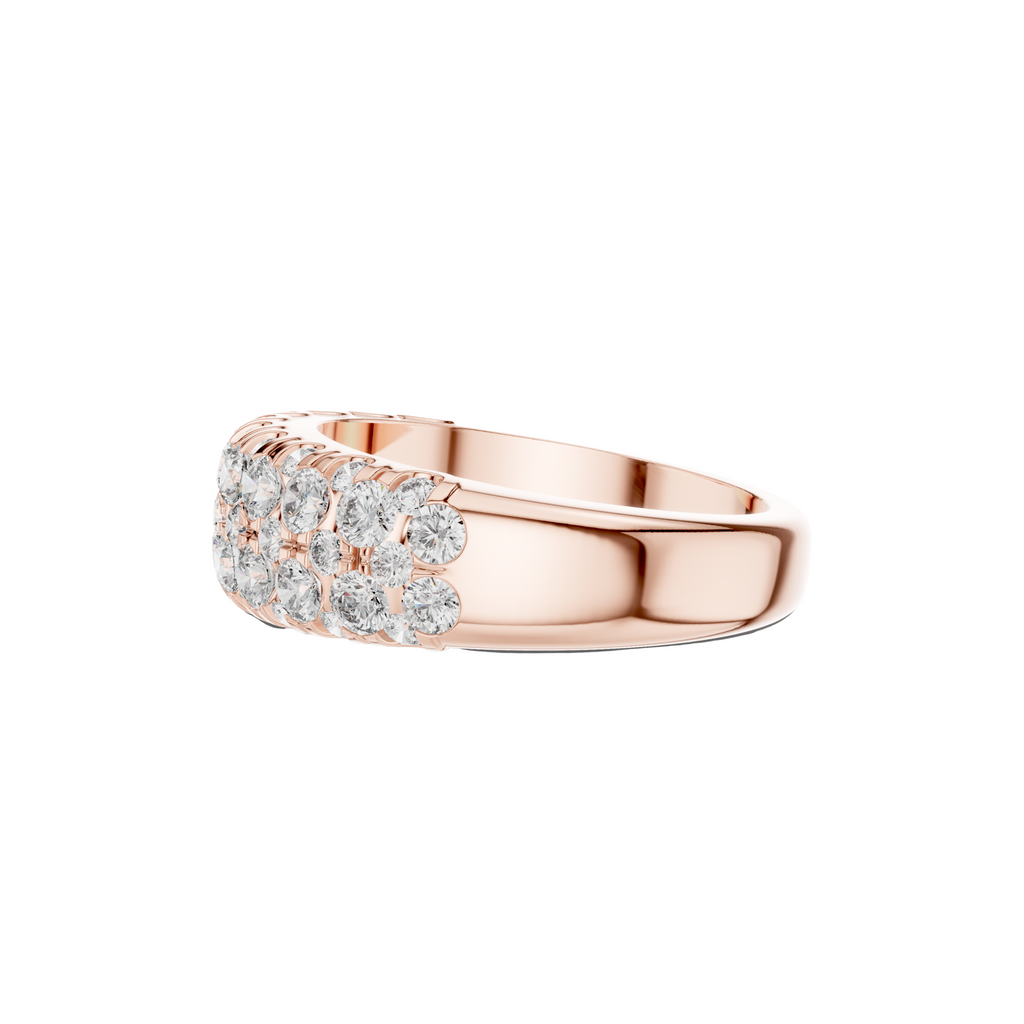 Gold Triple Row Diamond Band Ring