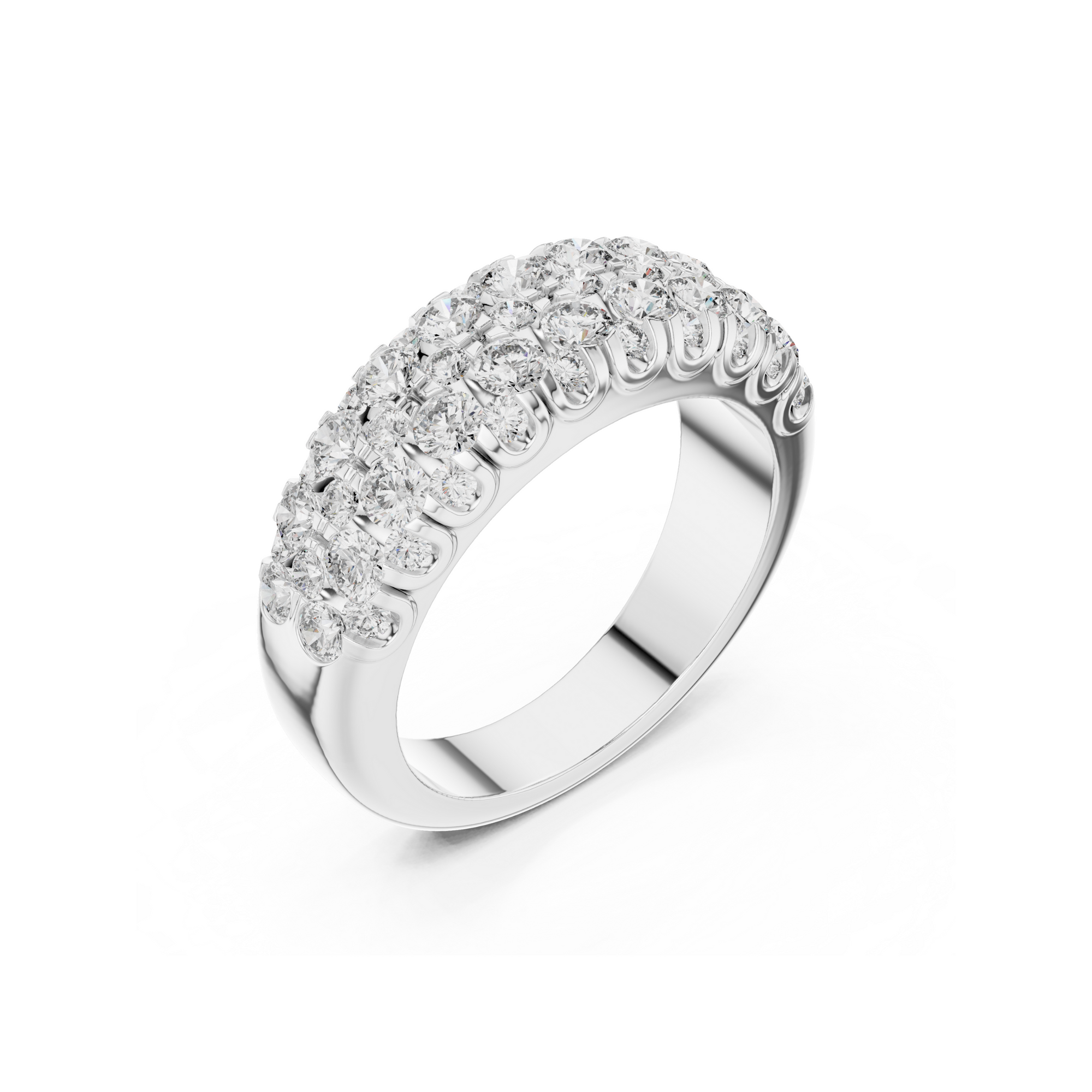 Gold Triple Row Diamond Band Ring