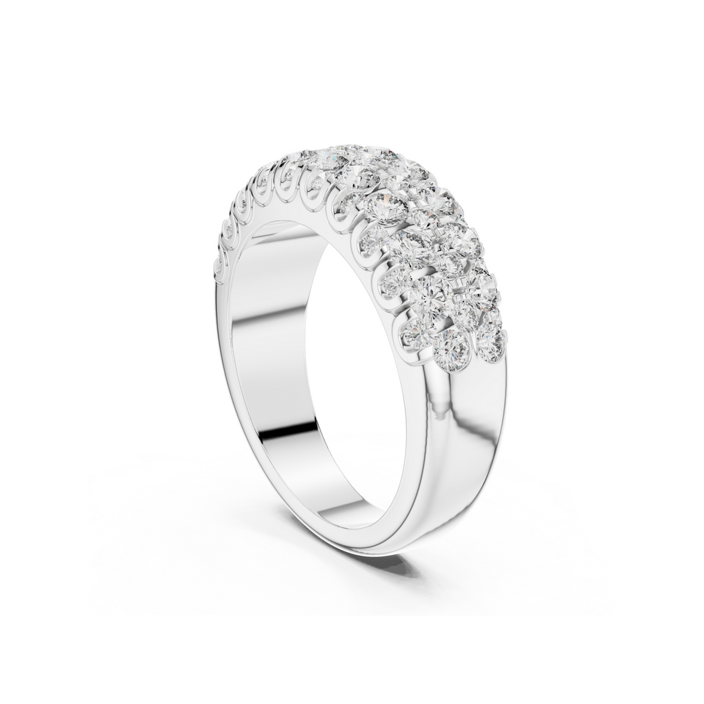 Gold Triple Row Diamond Band Ring