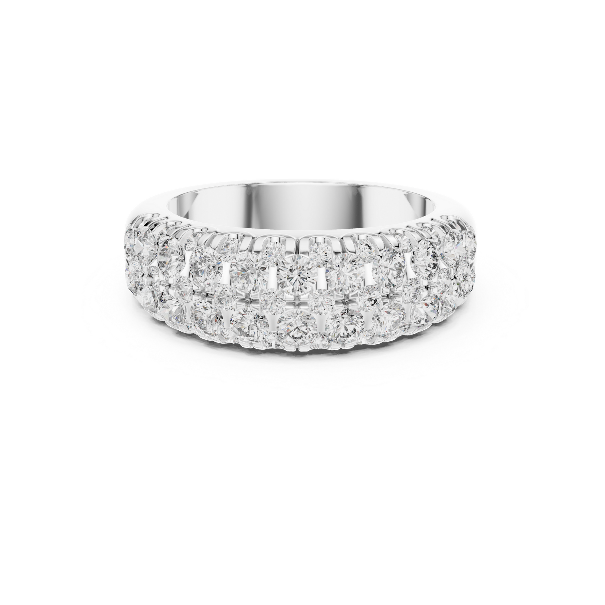 Gold Triple Row Diamond Band Ring