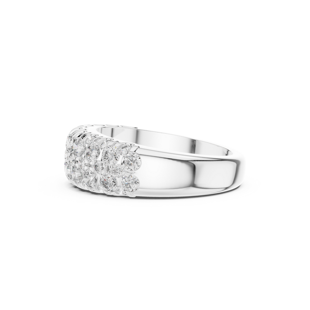 Gold Triple Row Diamond Band Ring
