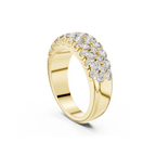 Gold Triple Row Diamond Band Ring