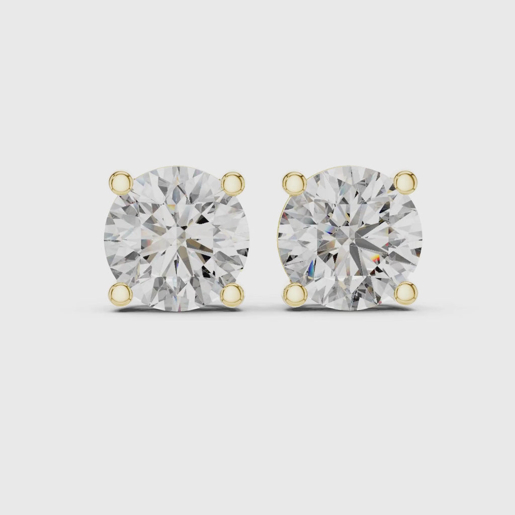 Round Cut Solitaire Lab Grown Diamond Stud