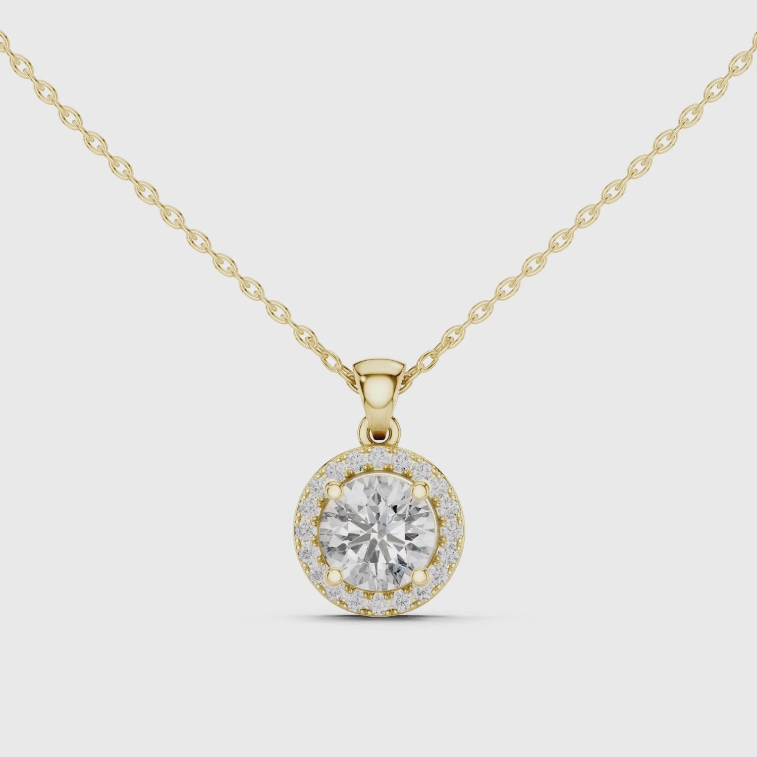 Round Halo Lab Grown Diamond  Pendant