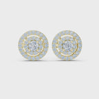 Double Halo Circle Diamond Stud Earrings