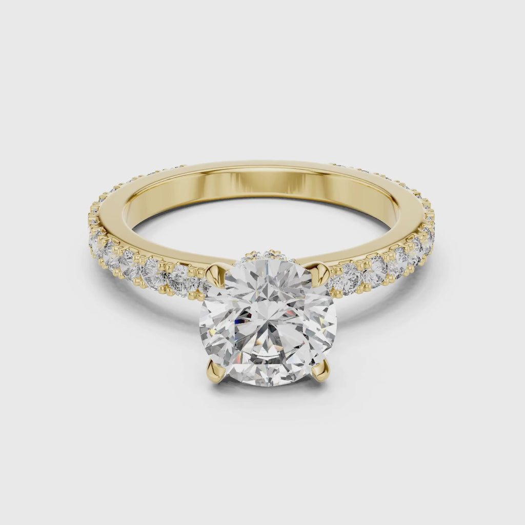 Round-Cut Lab Grown Diamond Ring with Pavé Band