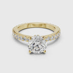 Round-Cut Lab Grown Diamond Ring with Pavé Band
