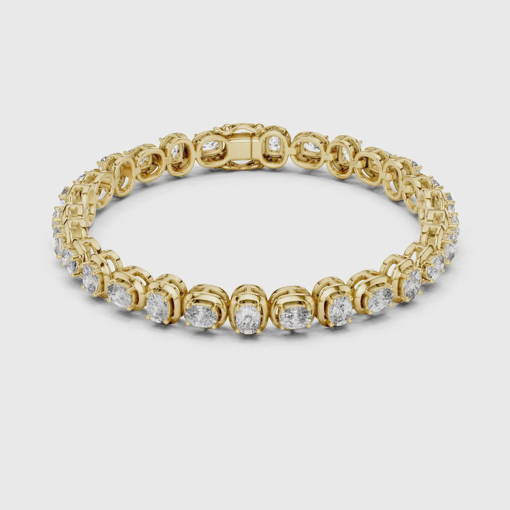 Cushion Cut Lab Grown Diamond Tennis Bracelet